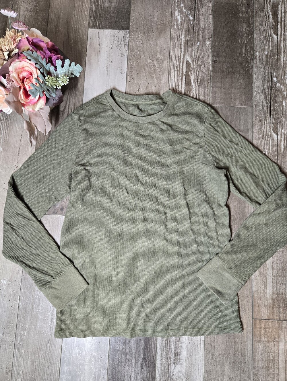 Arizona Jeans Co Men’s Olive Green Thermal Shirt Size Large